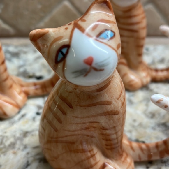 Orange Tabby Cats napkin ring holders fine bone China - Picture 3 of 6